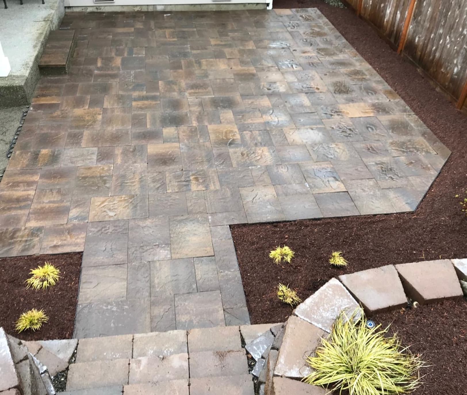 Large-format paver patio installation in Tacoma WA